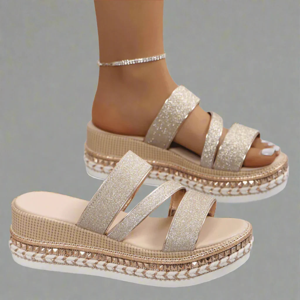 Helga | Sandales à Semelles Compensées Confortables en Tissu de Qualité Supérieure