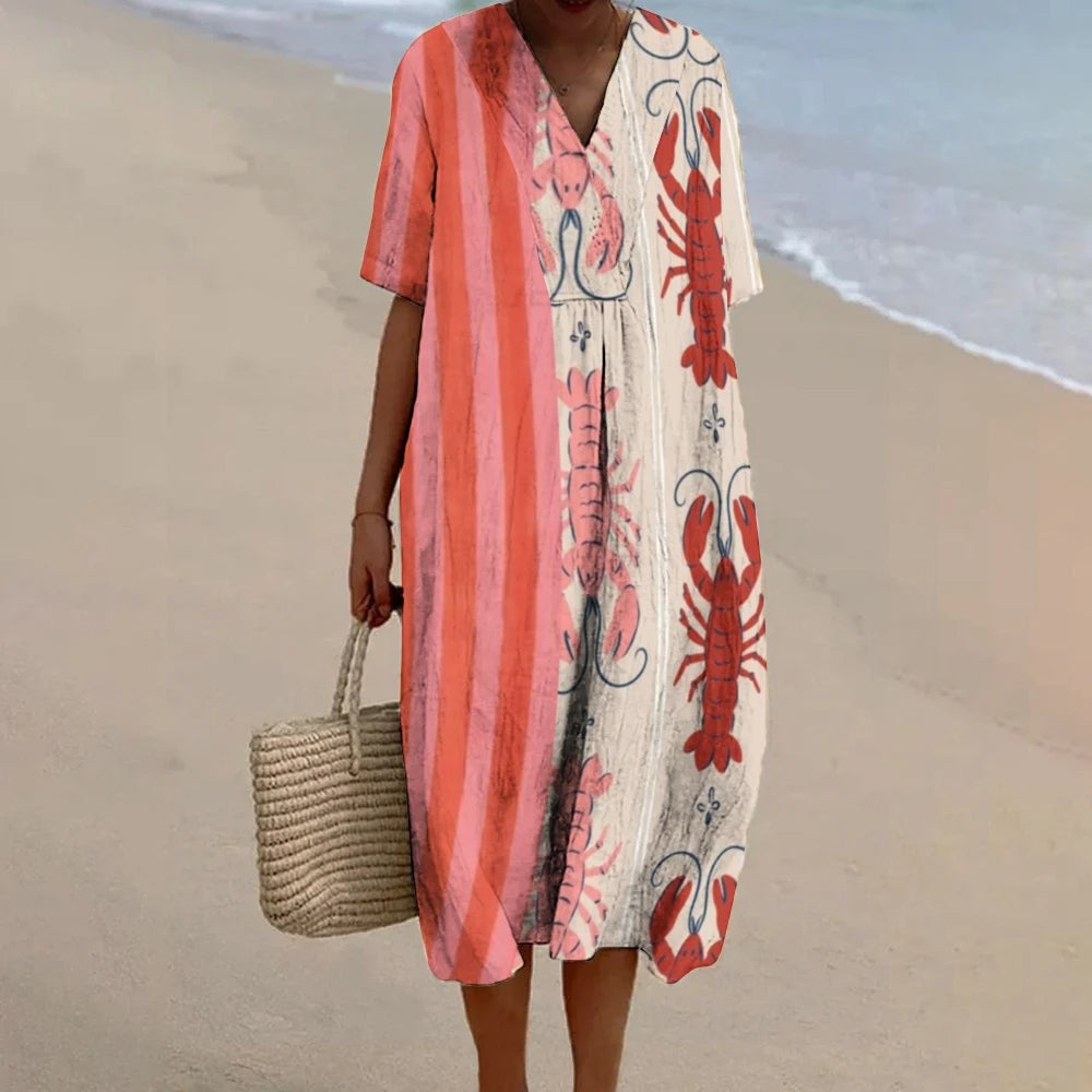 Hannah – Robe Longue Imprimée en Lin