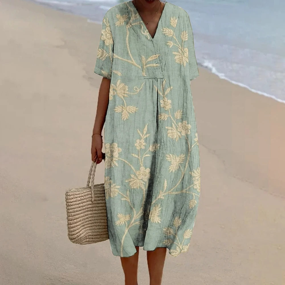 Grace – Robe Trapèze Imprimée à Col en V