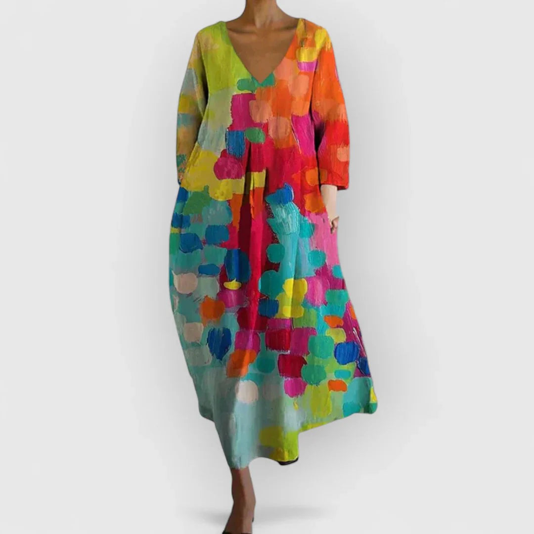Anastasia | Robe colorée à col en V