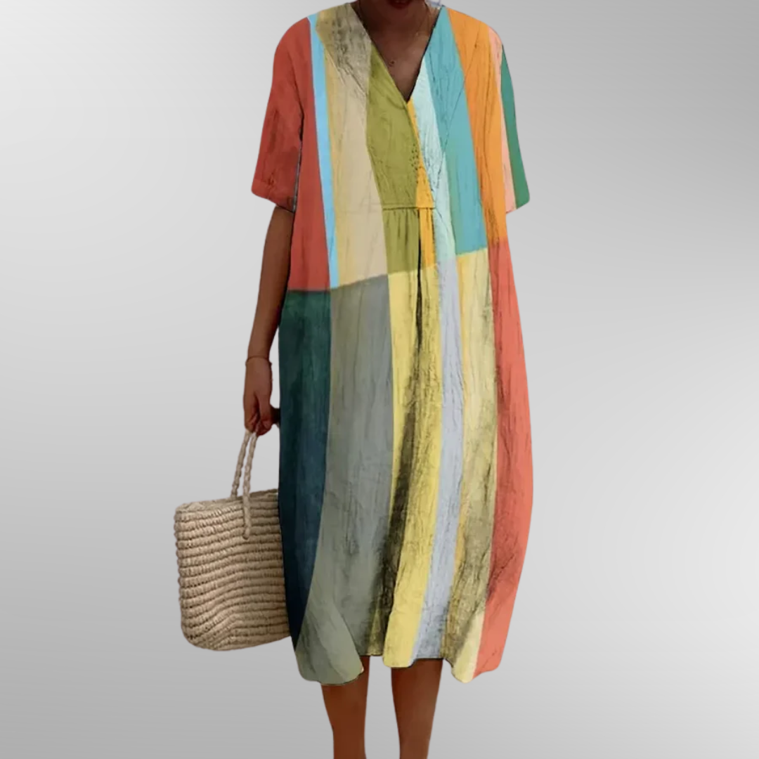 Sophia – Robe Longue Rayée Créateur