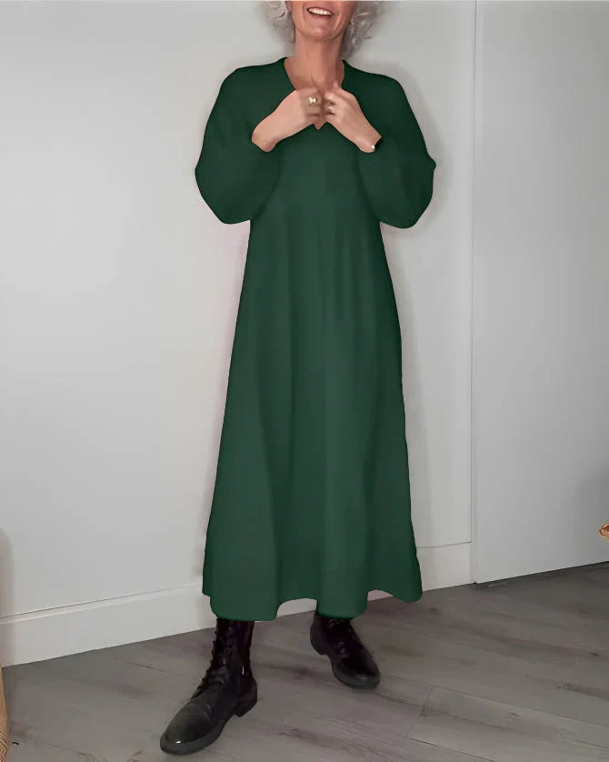 Emma | Robe longue amincissante avec col en V