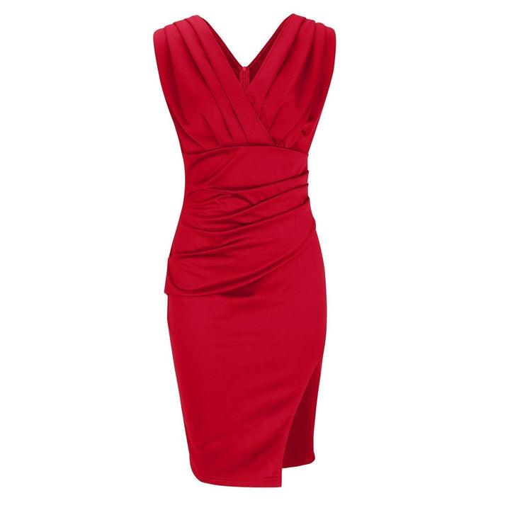 Floria – Robe moulante avec col en V et fente