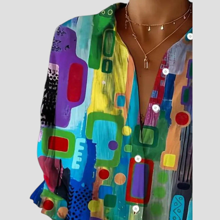 Edna™ | Blouse Élégante à Motif Géométrique