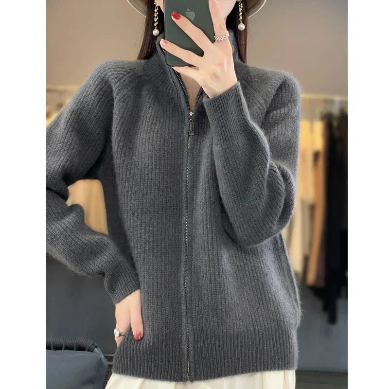 Ivy Grace | Cardigan en laine avec fermeture éclair