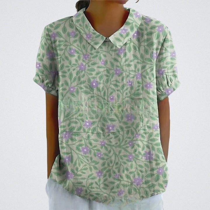 Lina | Blouse en lin à fleurs