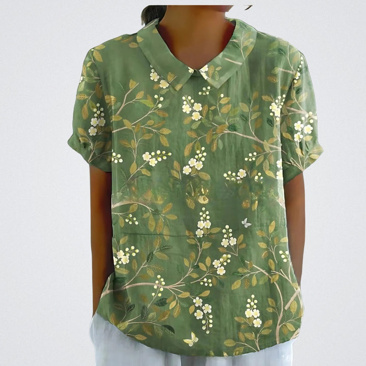 Lina | Blouse en lin à fleurs