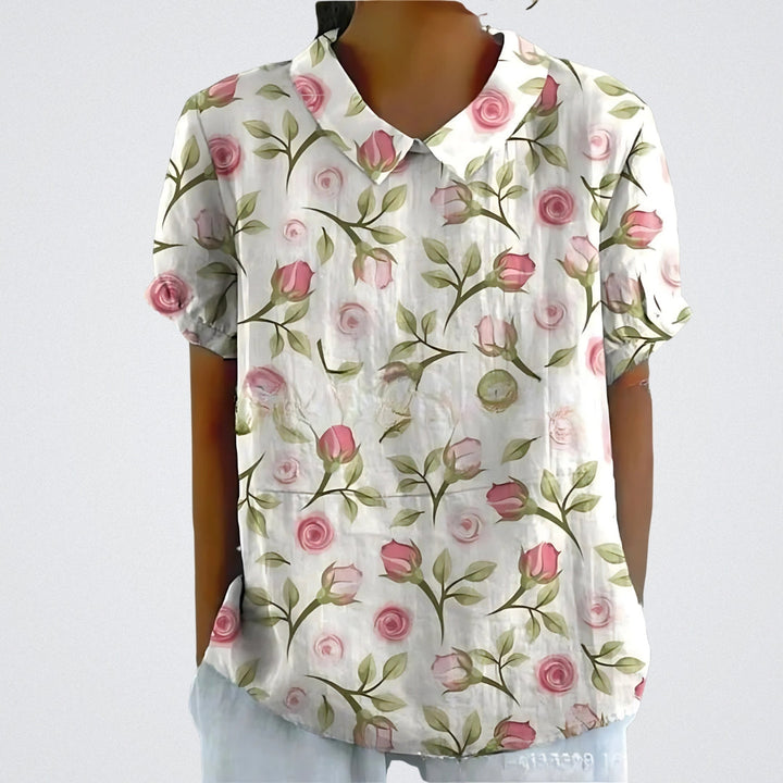 Lina | Blouse en lin à fleurs