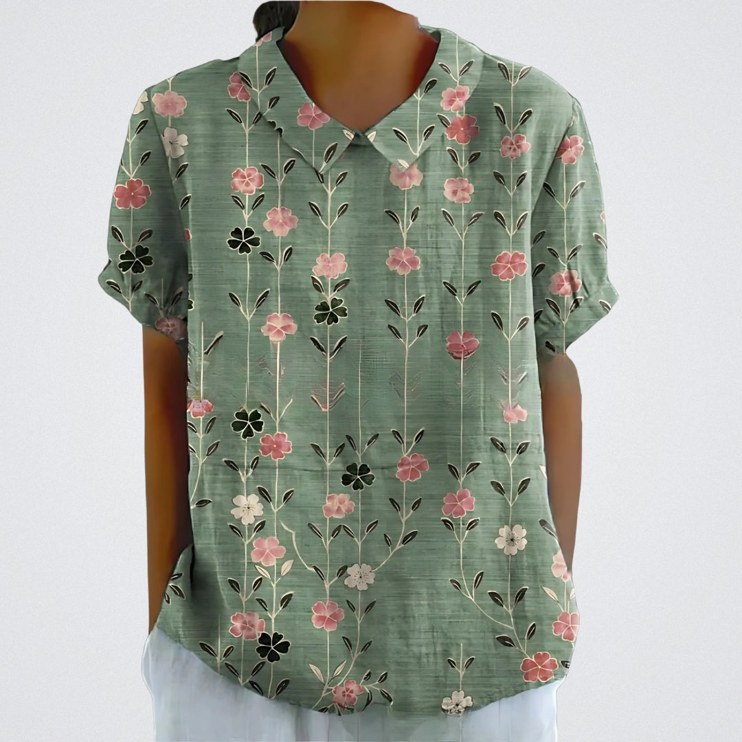 Lina | Blouse en lin à fleurs