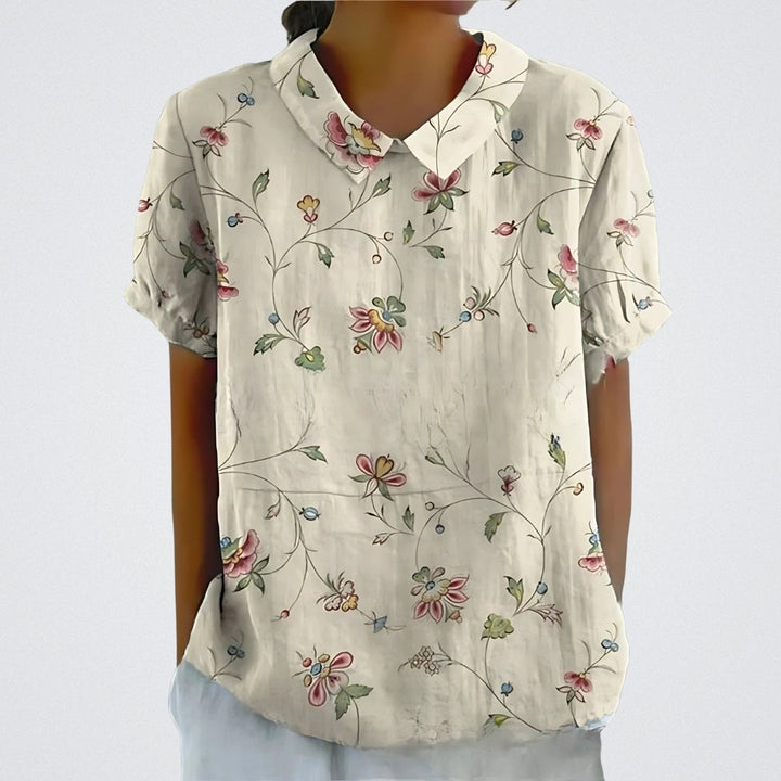 Lina | Blouse en lin à fleurs