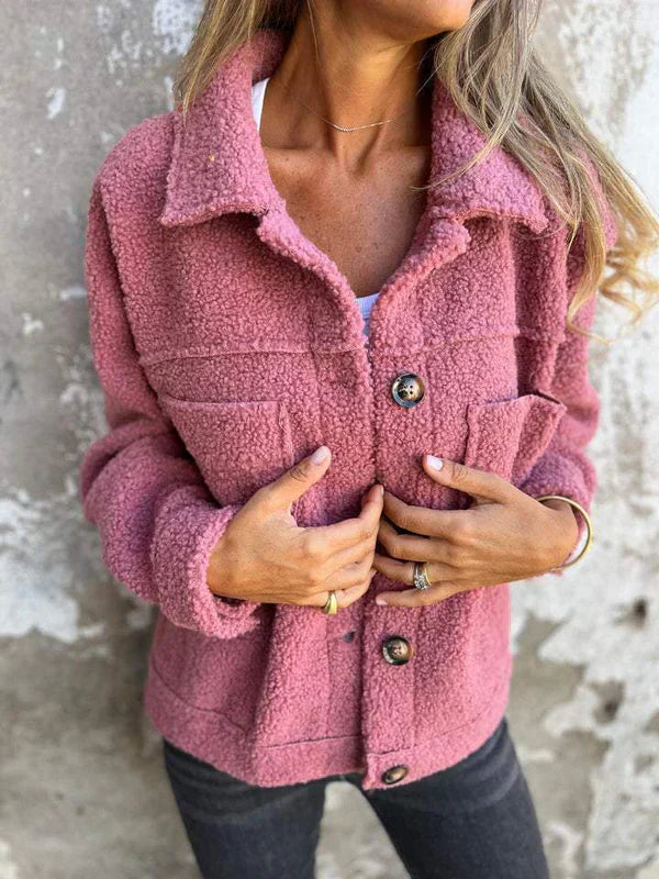 Léa - Veste Teddy chaude avec boutons élégants