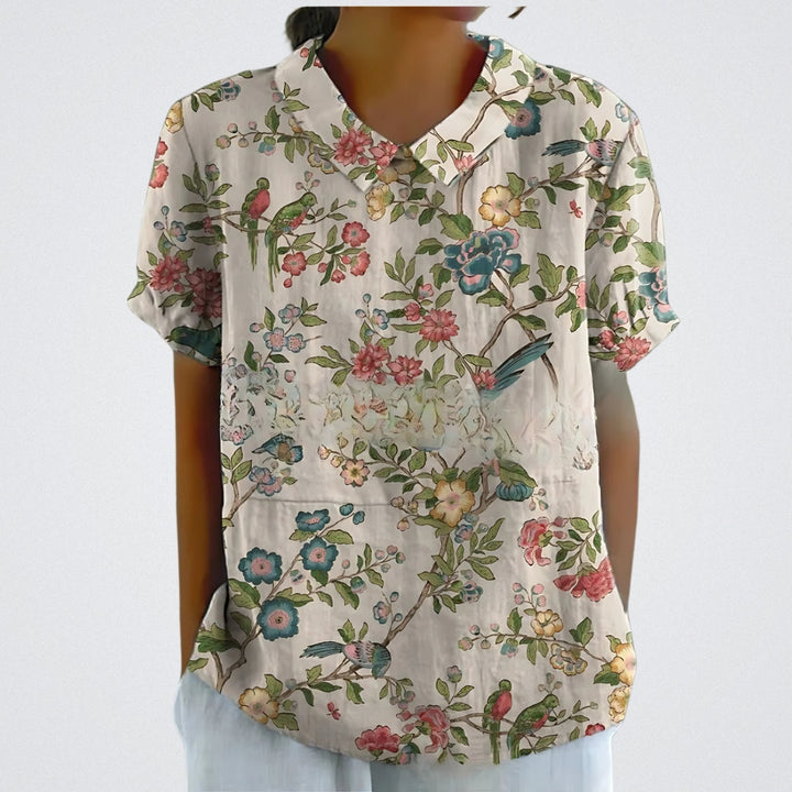 Lina | Blouse en lin à fleurs