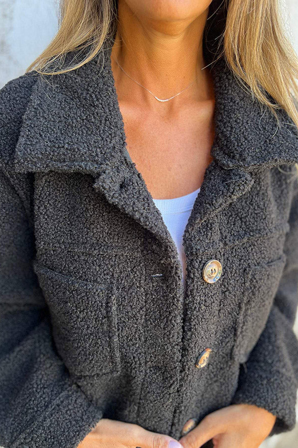 Léa - Veste Teddy chaude avec boutons élégants