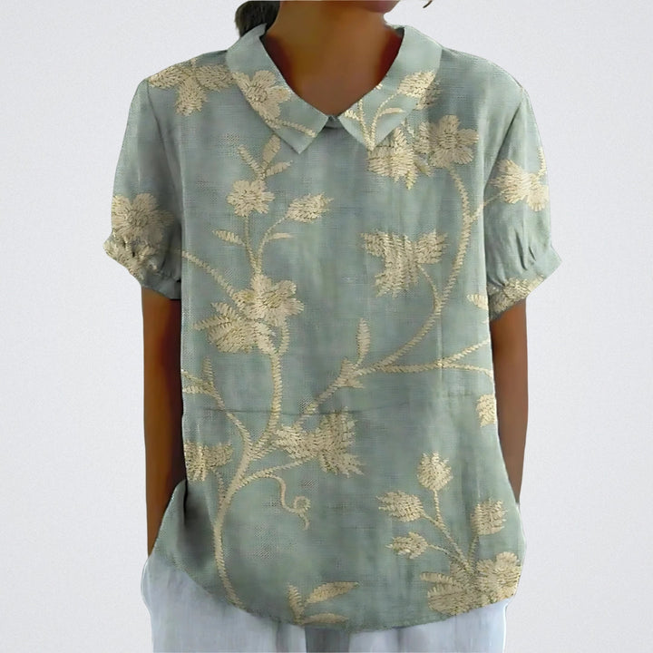 Lina | Blouse en lin à fleurs