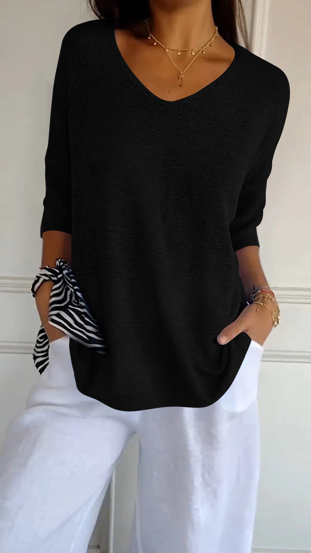 Anna - Top en tricot à col en V