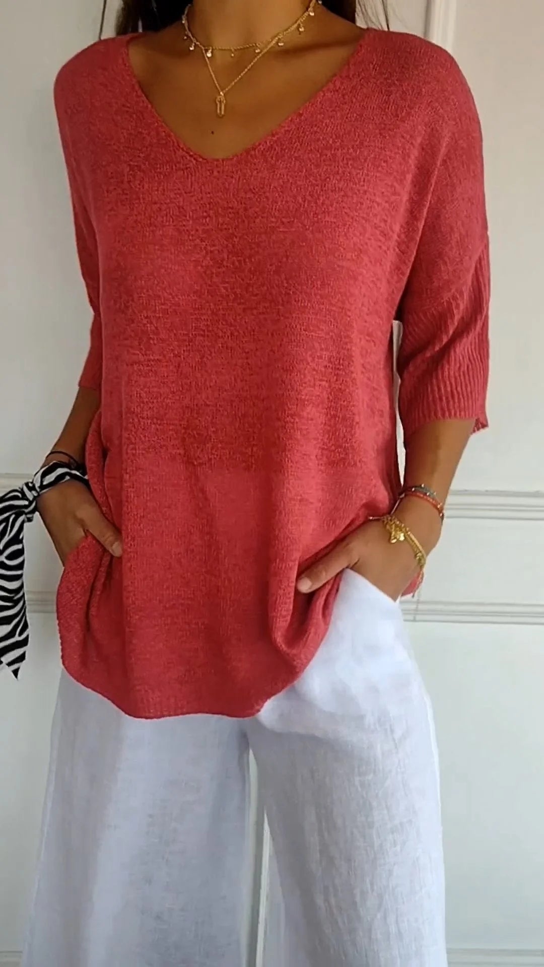 Anna - Top en tricot à col en V