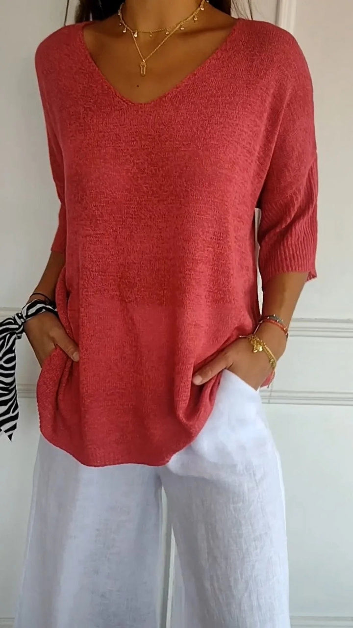 Anna - Top en tricot à col en V