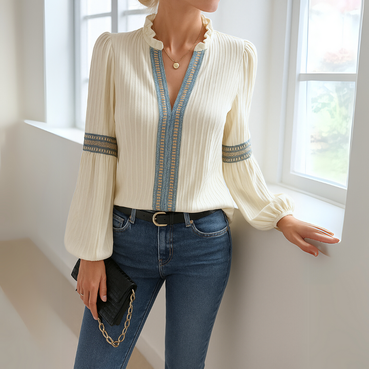 Petra™ | Blouse en Dentelle à Col en V
