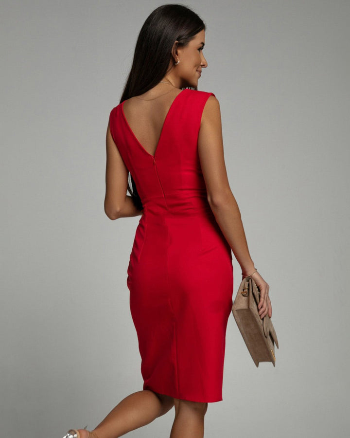 Floria – Robe moulante avec col en V et fente