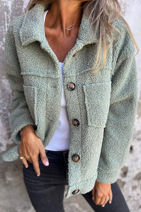 Léa - Veste Teddy chaude avec boutons élégants