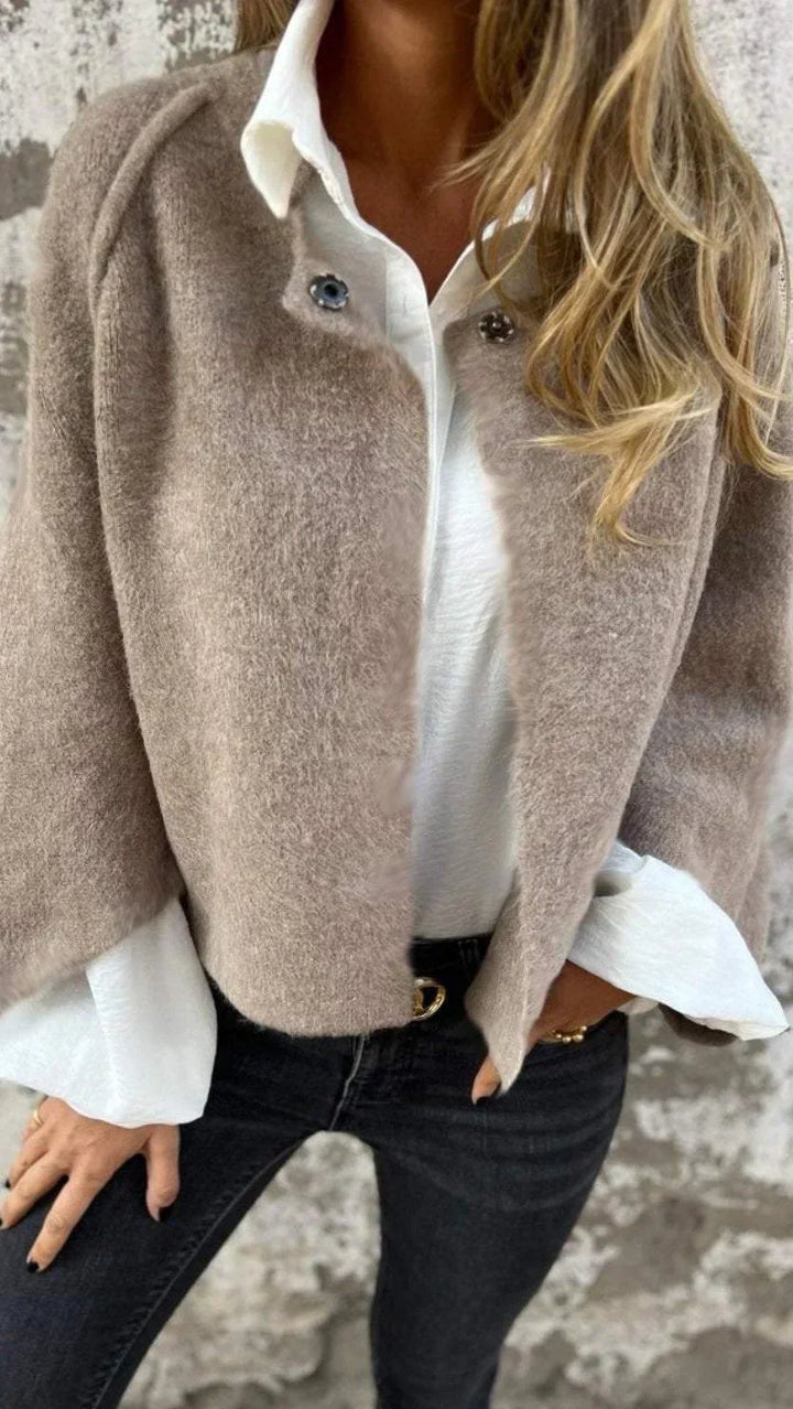 Liora - Manteau en laine à col rond et à manches longues