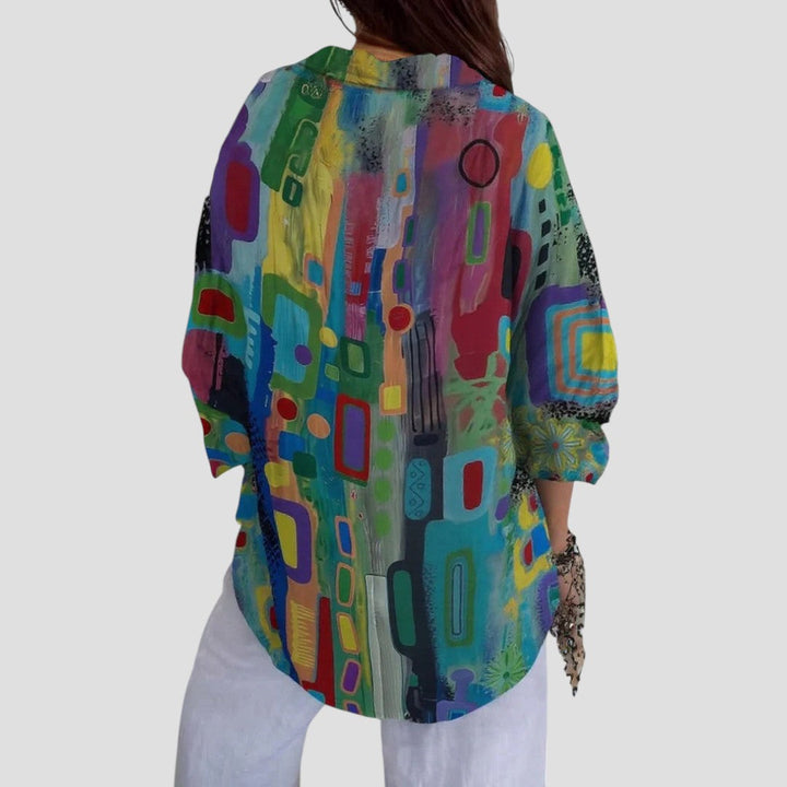 Edna™ | Blouse Élégante à Motif Géométrique