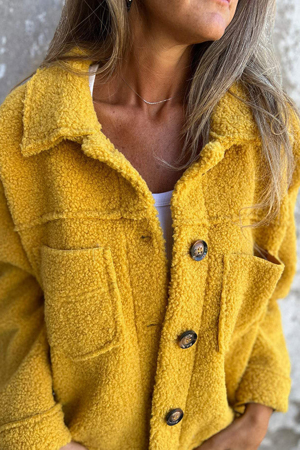 Léa - Veste Teddy chaude avec boutons élégants