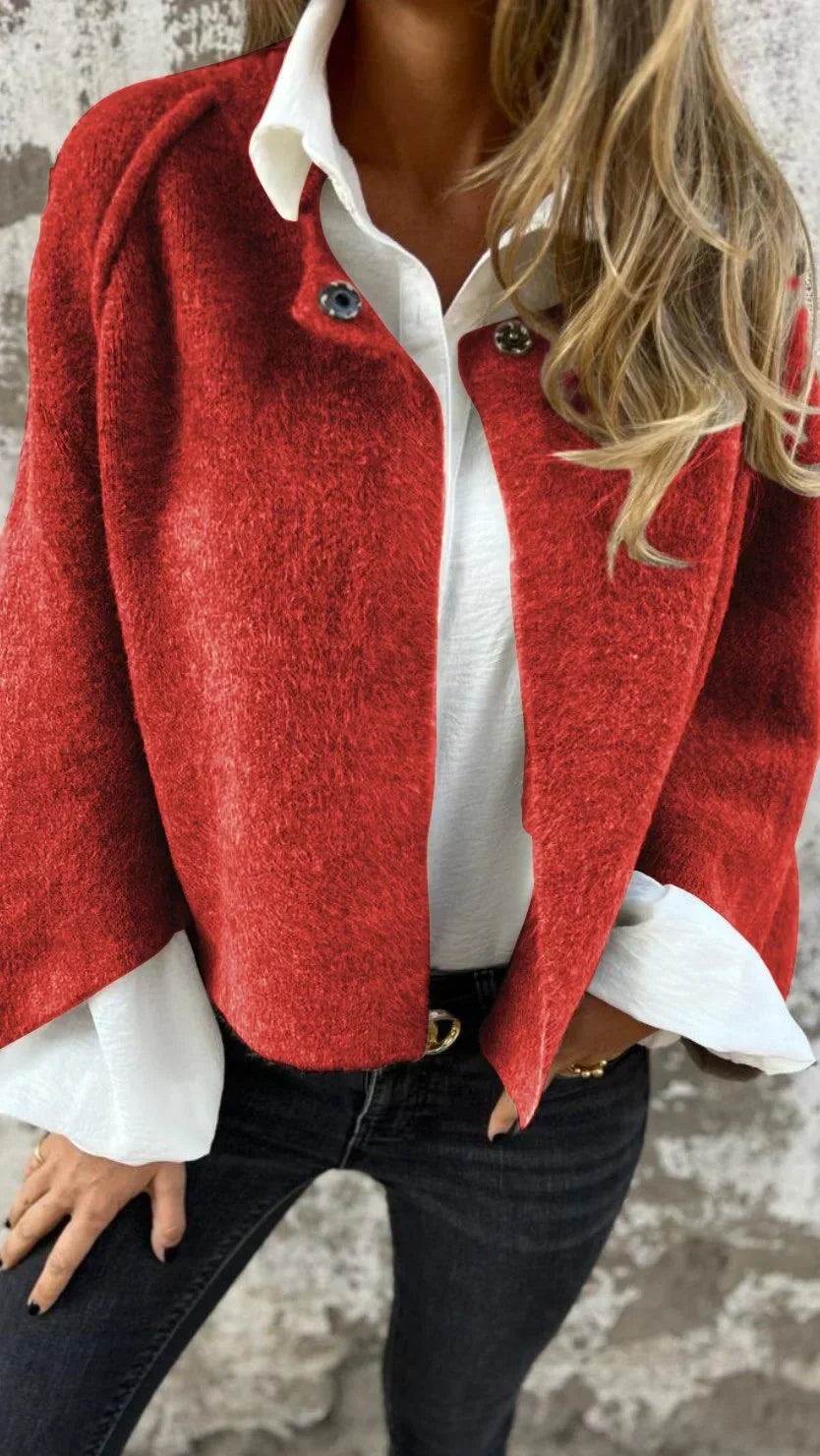 Liora - Manteau en laine à col rond et à manches longues