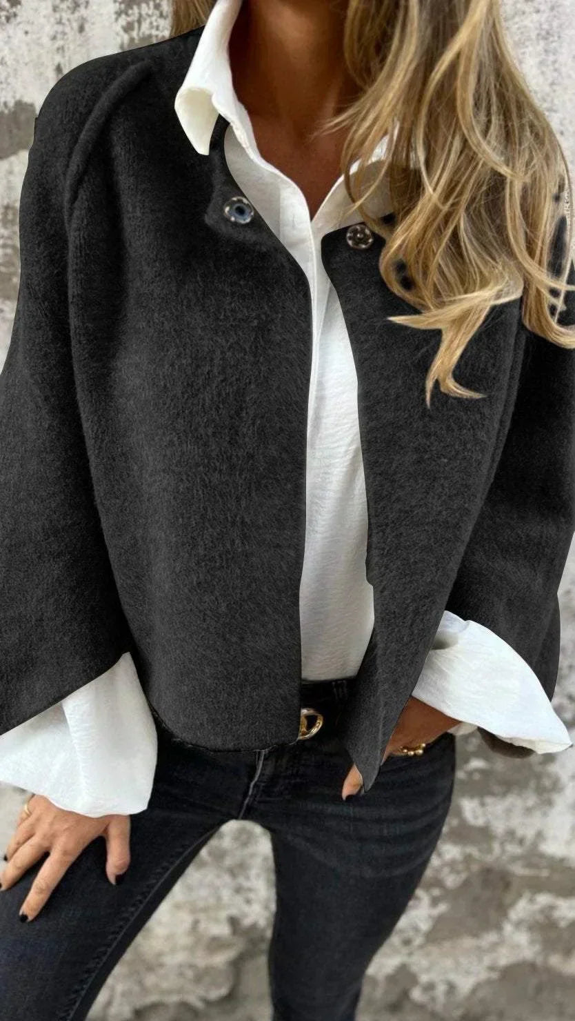 Liora - Manteau en laine à col rond et à manches longues