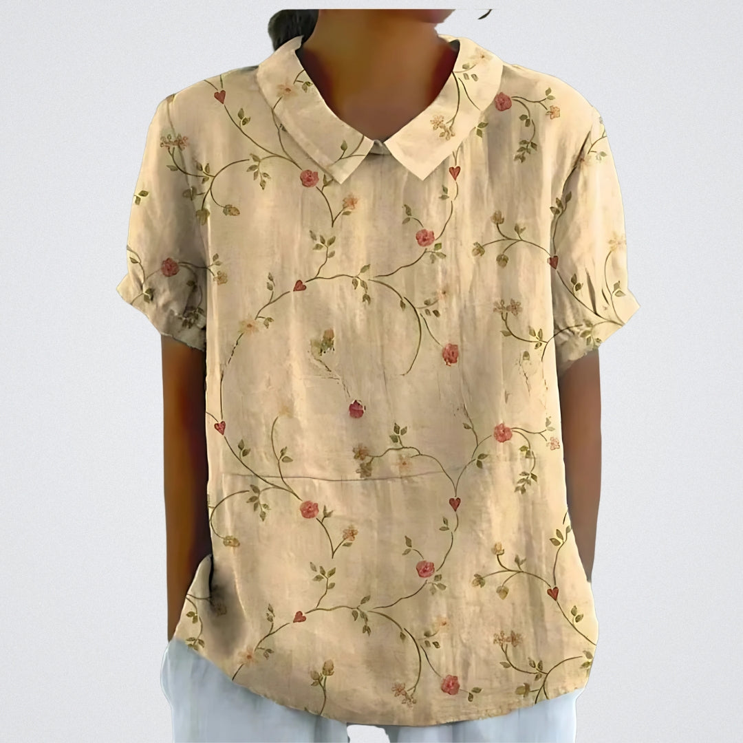 Lina | Blouse en lin à fleurs