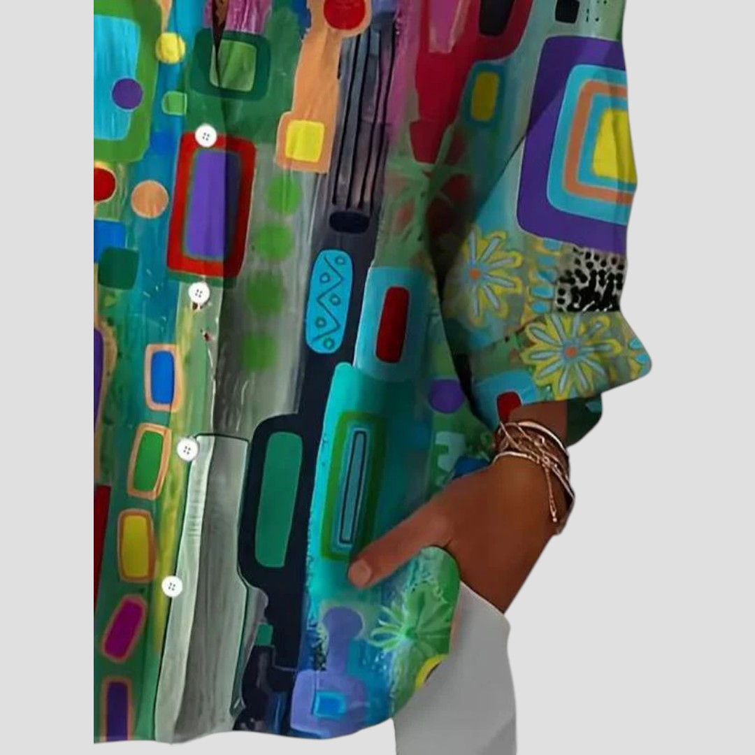 Edna™ | Blouse Élégante à Motif Géométrique