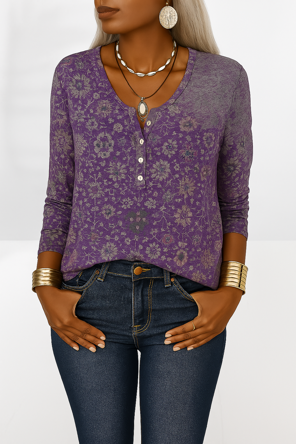 ALINA™ | Blouse bohème à motifs floraux et manches longues