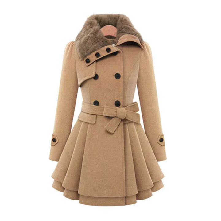 Julia | Trench-coat stylé avec fourrure végétalienne - Parfait pour les journées décontractées