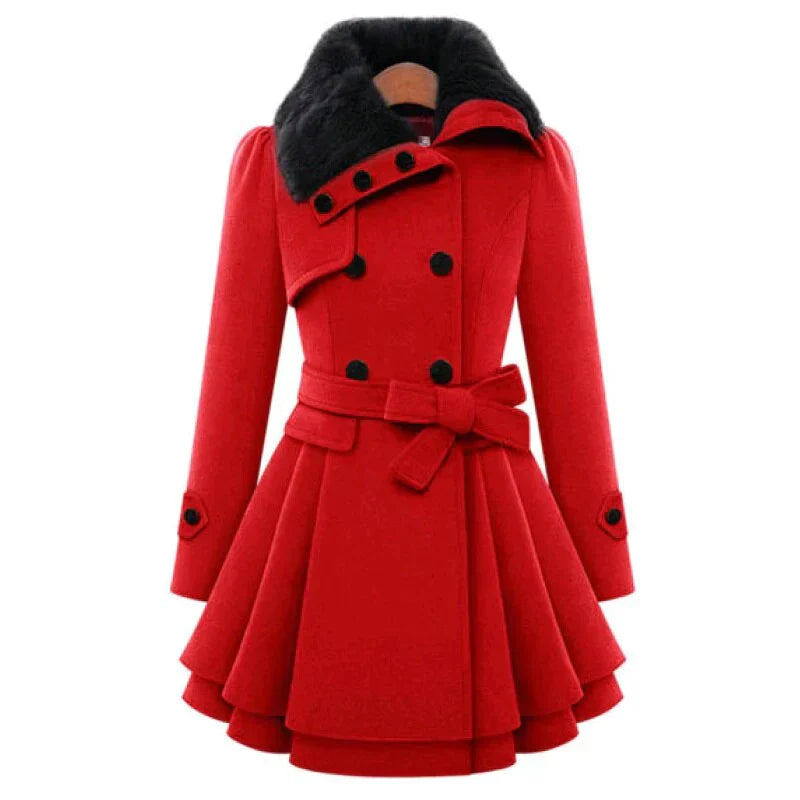 Julia | Trench-coat stylé avec fourrure végétalienne - Parfait pour les journées décontractées