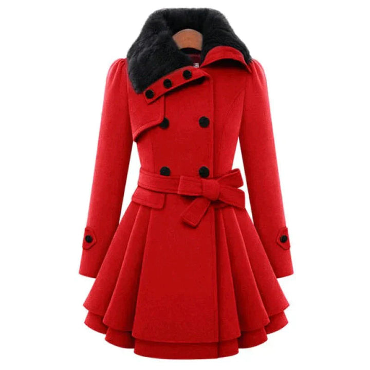 Julia | Trench-coat stylé avec fourrure végétalienne - Parfait pour les journées décontractées
