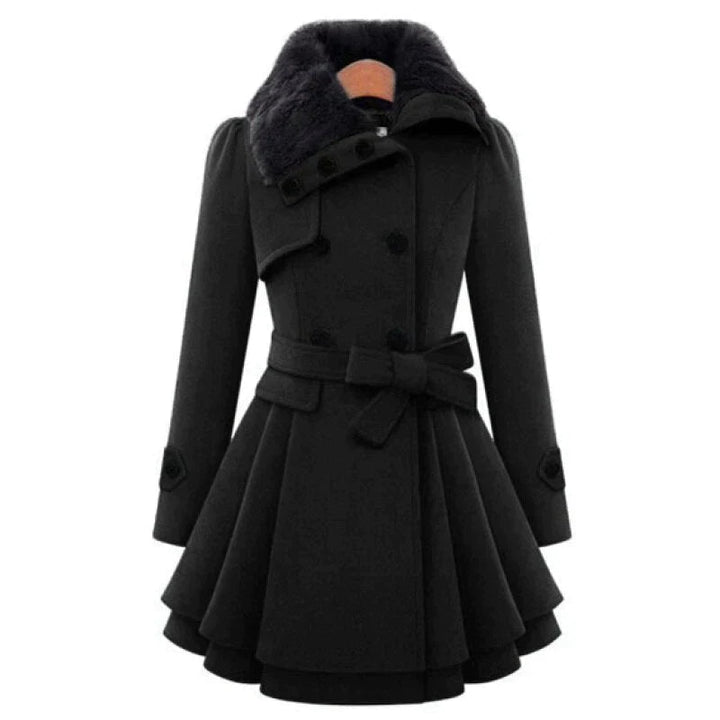 Julia | Trench-coat stylé avec fourrure végétalienne - Parfait pour les journées décontractées