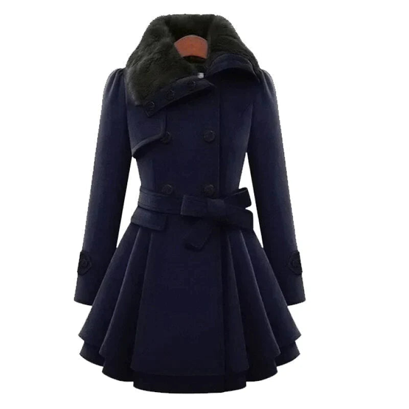 Julia | Trench-coat stylé avec fourrure végétalienne - Parfait pour les journées décontractées