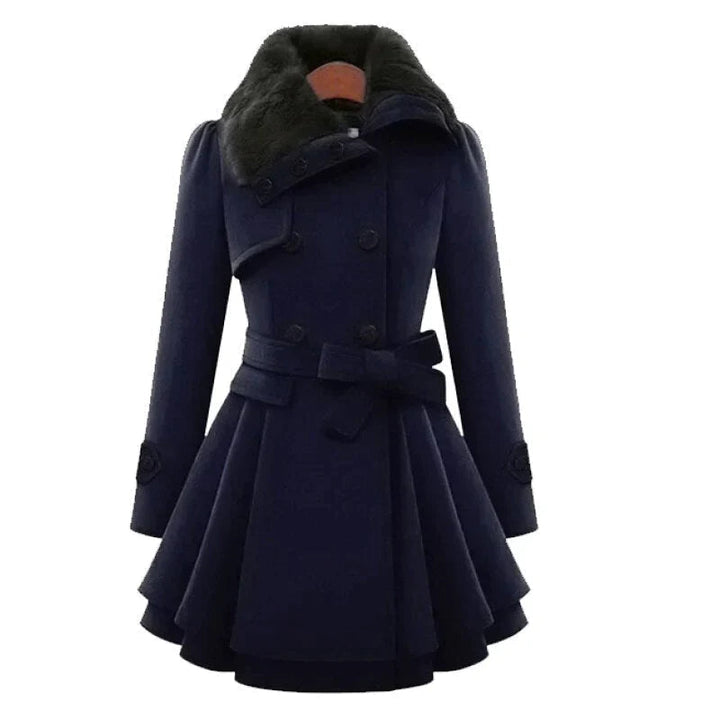 Julia | Trench-coat stylé avec fourrure végétalienne - Parfait pour les journées décontractées