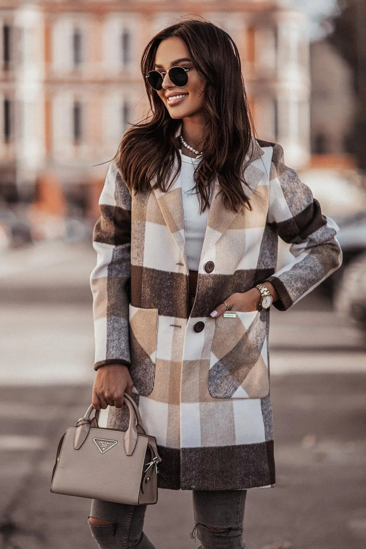 Manteau à carreaux pour femmes