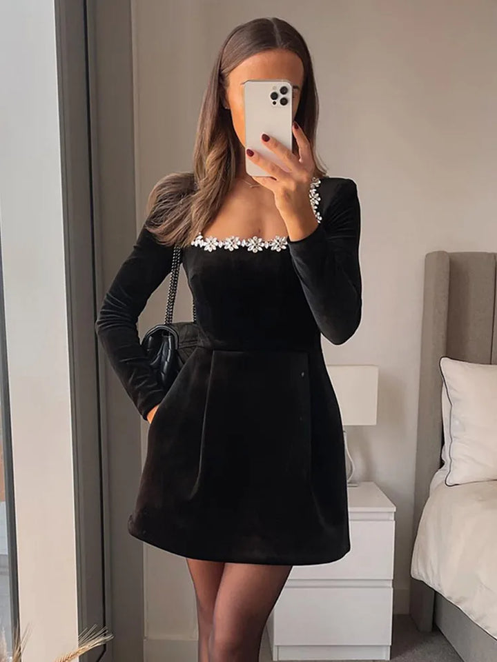 Mini Robe En Velours