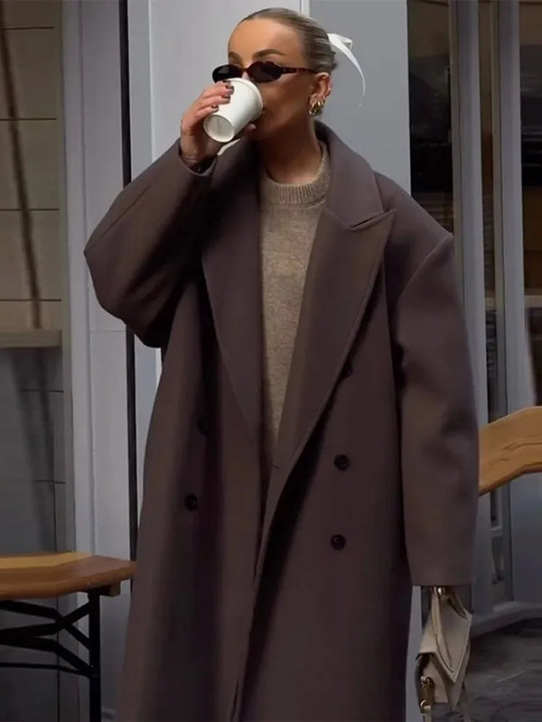 Gracie - Manteau plus long et décontracté à double boutonnage