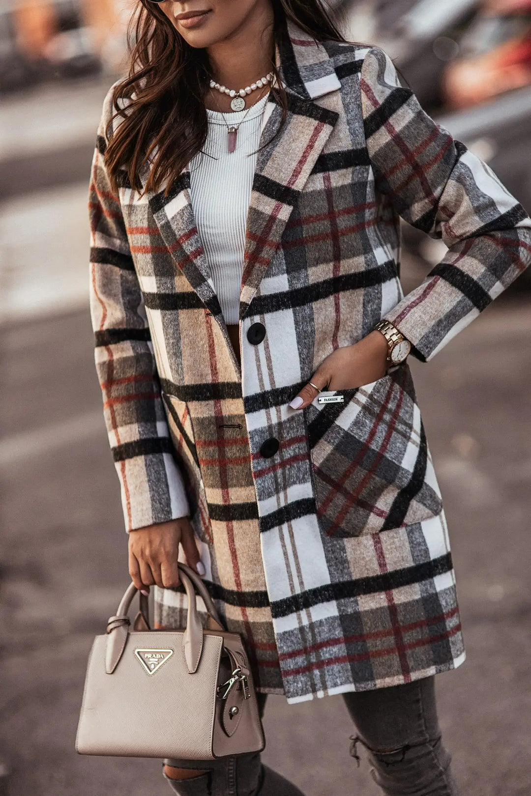 Manteau à carreaux pour femmes
