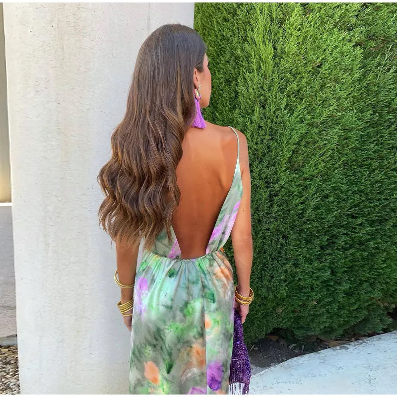Anisten™ | Robe Longue Élégante avec Imprimé Halo-Dye et Châle Amovible