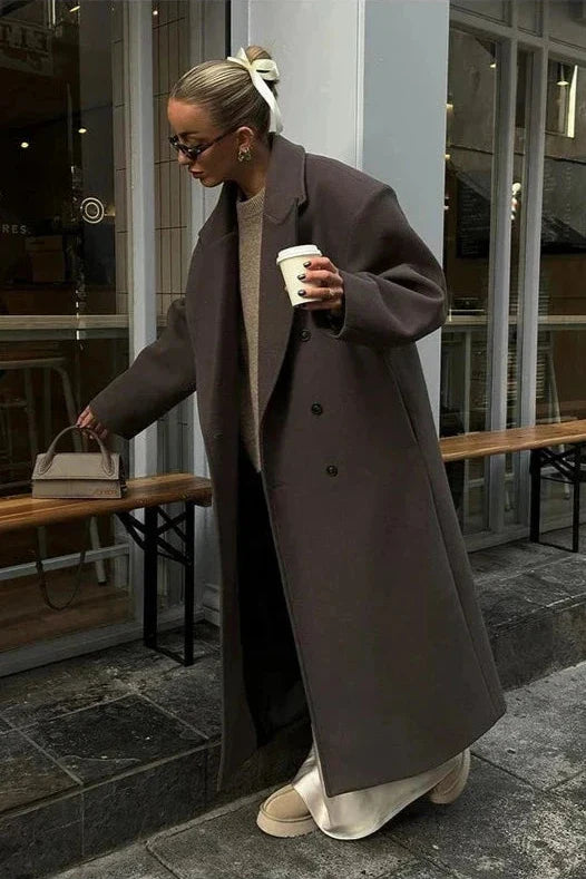 Gracie - Manteau plus long et décontracté à double boutonnage