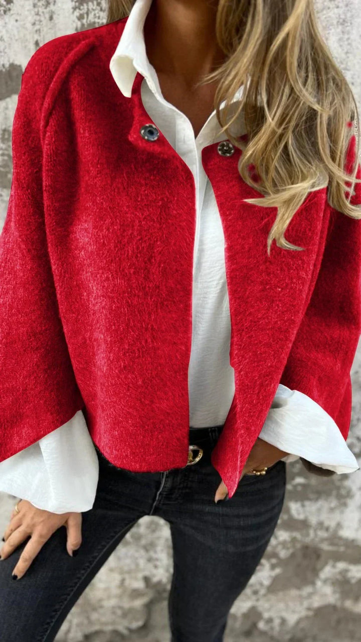 Liora - Manteau en laine à col rond et à manches longues