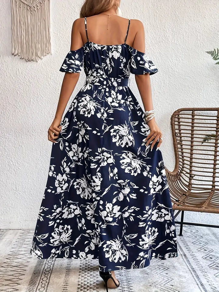 Océane – Robe fleurie à épaules dénudées