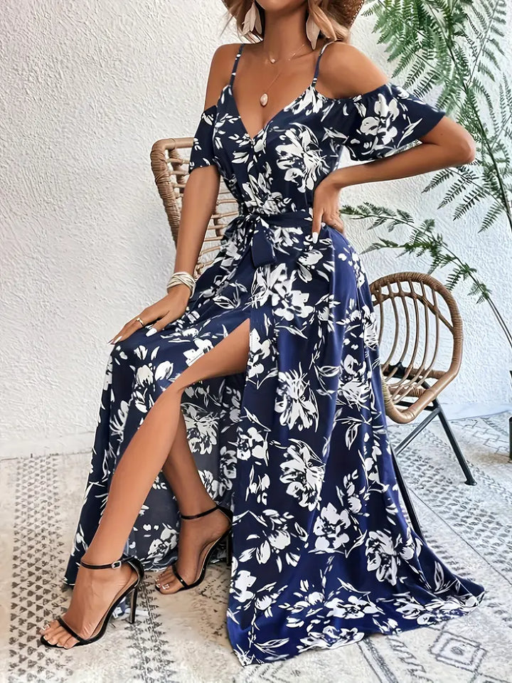 Océane – Robe fleurie à épaules dénudées