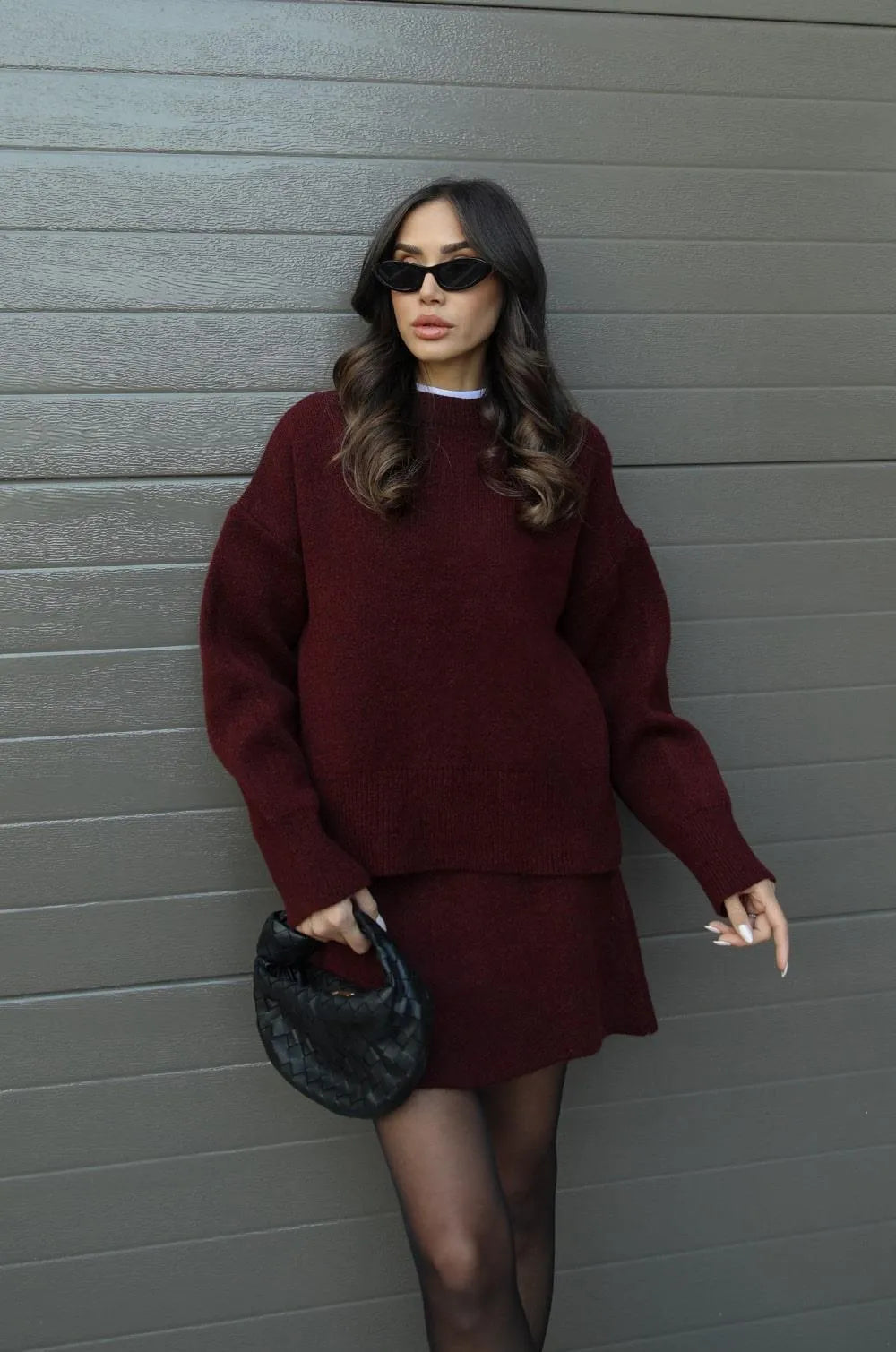 Helena - Ensemble jupe en tricot (haut + jupe)
