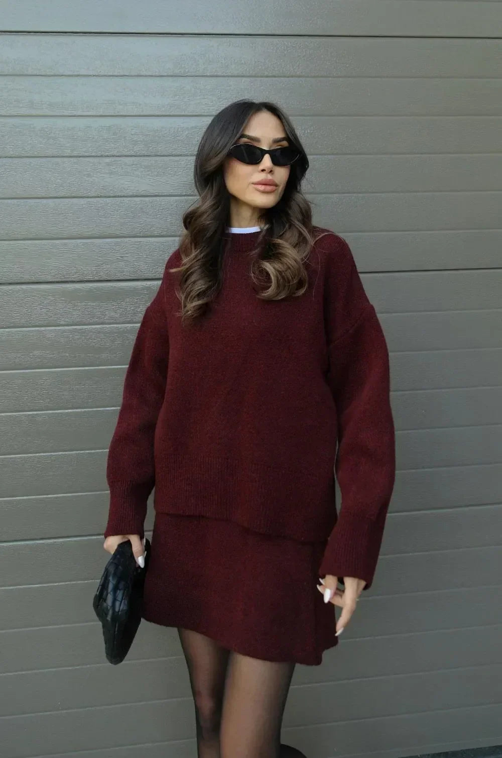 Helena - Ensemble jupe en tricot (haut + jupe)