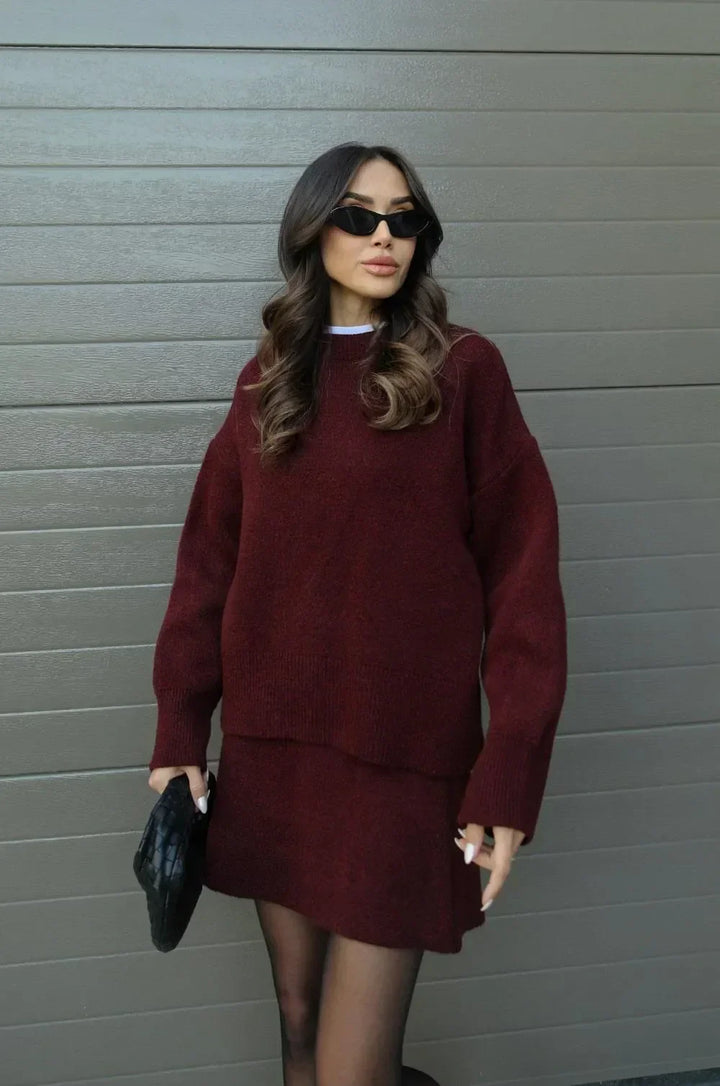 Helena - Ensemble jupe en tricot (haut + jupe)